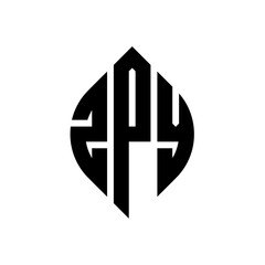 ZPY circle letter logo design with circle and ellipse shape. ZPY ellipse letters with typographic style. The three initials form a circle logo. ZPY circle emblem abstract monogram letter mark vector.