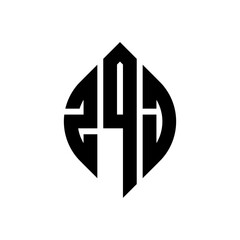 ZQJ circle letter logo design with circle and ellipse shape. ZQJ ellipse letters with typographic style. The three initials form a circle logo. ZQJ circle emblem abstract monogram letter mark vector.
