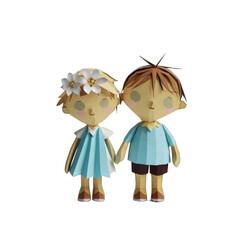 The Cute Boy and Girl Paper art Craft