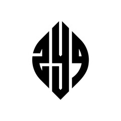 ZYQ circle letter logo design with circle and ellipse shape. ZYQ ellipse letters with typographic style. The three initials form a circle logo. ZYQ circle emblem abstract monogram letter mark vector.