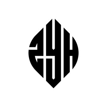 ZYH circle letter logo design with circle and ellipse shape. ZYH ellipse letters with typographic style. The three initials form a circle logo. ZYH circle emblem abstract monogram letter mark vector.