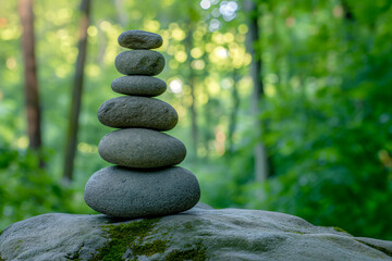 Natural Rock Cairn in a Forest Setting