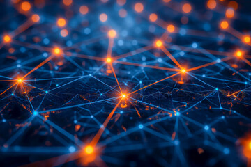 Fototapeta premium Cybernetic Network Abstract with Orange Highlights