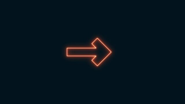 arrow direction on black background, neon arrow sign animation, Directional arrow loop, direction neon arrow line loop animation