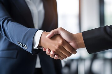Fototapeta premium man and women shaking hands after an interview
