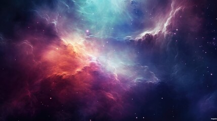 Nebulaic Space with Embedded Cosmic Components - obrazy, fototapety, plakaty