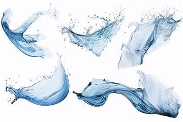Collection of water flow on an isolated white background