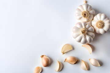 Close up garlic clove on white background. Clean garlic image