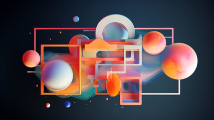 Cosmic Playground: Vibrant Geometric Shapes and Spheres