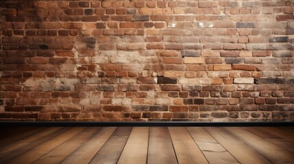 brick wall and wooden floor