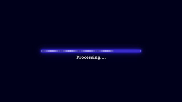 Futuristic uploading progress bar isolated on black background. Progress loading bar 4k, progress bar animation, percentage loading on a black background