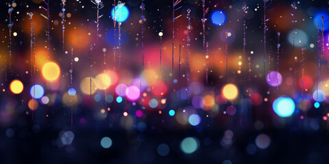 Glitter bokeh lighting effect colorful blurred abstract background.