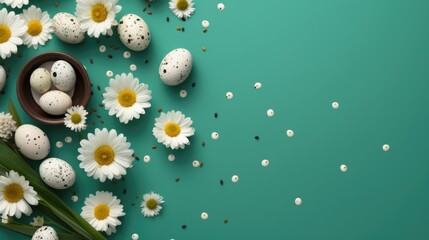 Spring Daisy and Easter Egg Composition