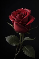 Naklejka premium red rose on black background closeup