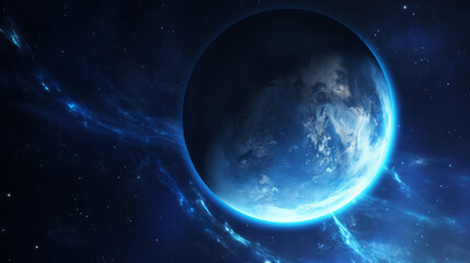 Celestial Majesty: A Mesmerizing Planet Illuminated in Cosmic Blue