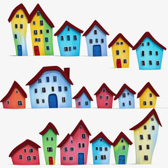Houses. Abstract seamless pattern. AI generated.