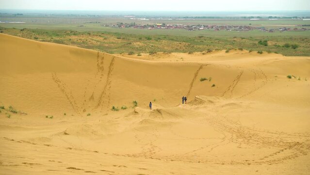Sarykum is the largest sand dune in Europe. Dagestan nature reserve. Caucasian sand dune