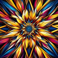 Close-up of Sunflowers in colorful abstract WPAP art style. Vector illustration concept background with geometric lines and a mix of bright colors