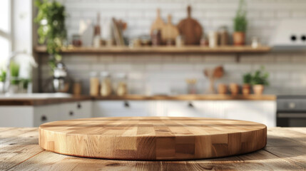 Obraz na płótnie Canvas Wooden Cutting Board on Rustic Kitchen Counter.