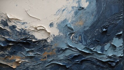 Abstract background with blue, white, and beige oil paint