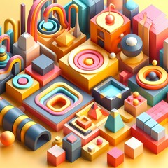 3d geometric shapes fun and colorful backgrounds