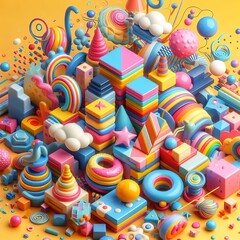 Obraz premium 3d geometric shapes fun and colorful backgrounds