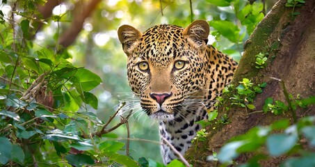 Ai generated leopard with golden colors closeup shot ,leopard ,animals