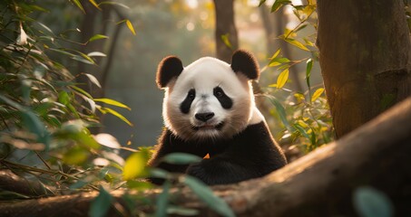 Obraz premium Ai generated cute panda in natural habitat