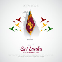 Obraz na płótnie Canvas Sri Lanka Independence Day Post and Greeting Card. Happy Independence Day of Sri Lanka with Text, Flag, and Sri Lanka Map Vector Illustration