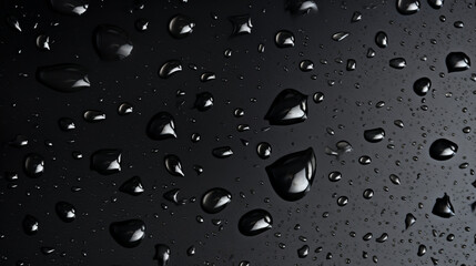 Crystal Clarity: Water Droplets Adorning a Dark Surface