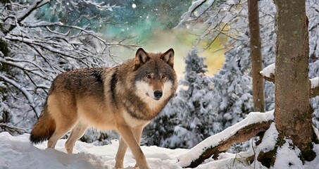 Ai generated wild wolf ,animal ,winter wolf