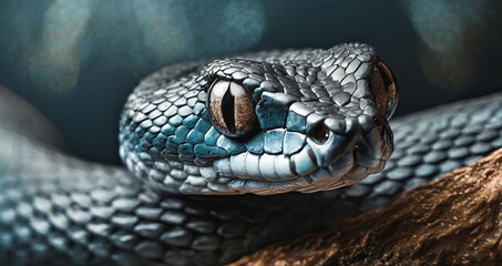 Fototapeta premium Ai Generated Capture the intense beauty and formidable nature of a black mamba in a gripping close up shot