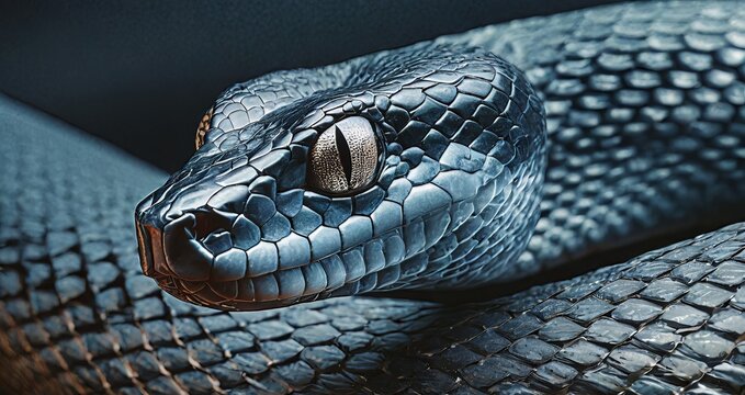 Ai Generated Capture the intense beauty and formidable nature of a black mamba in a gripping close up shot