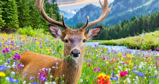 Ai generated deer in the forest with brown fur