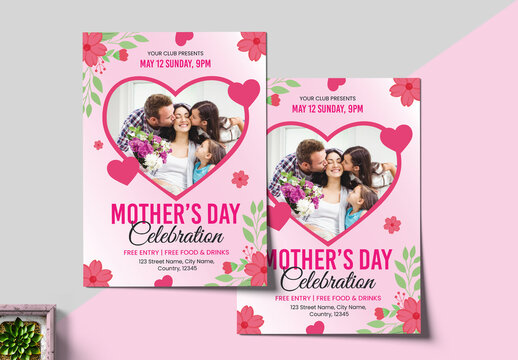 Floral Mother's Day Card Layout Template