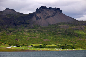 Iceland-Fantastic mountain landscape in Faskrudsfjordu fjord a fjord in the east of Iceland and belongs to the East Fjords