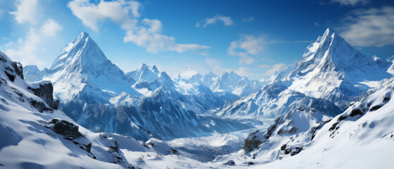 Obraz premium Majestic Snow-Covered Mountain Peaks