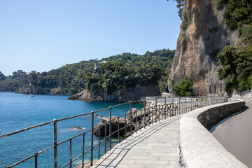 coastal pedestrian path through Portofino and Santa Margherita Ligure italy
