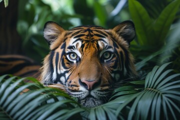Fototapeta premium Closeup of Royal bengal tiger in jungle. realistic photograph