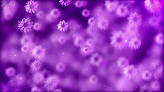 Abstract animated illustration blurry purple flowers background