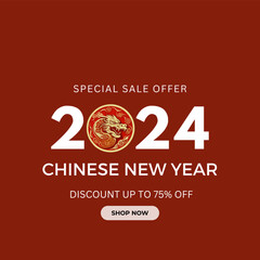 red and white happy Chinese new year. special sale offer .