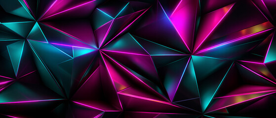 Abstract Neon Triangular Prism Facets