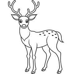 deer black and white vector illustration for coloring book	