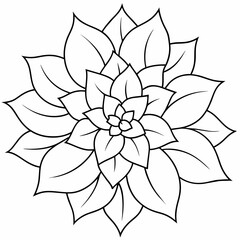 flower black and white vector illustration for coloring book	