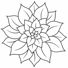 flower black and white vector illustration for coloring book	
