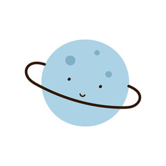 Cute cartoon planet. Isolated vector illustration in flat style. For scrapbooking, postcards, wrapping paper, fabrics, wallpaper. 