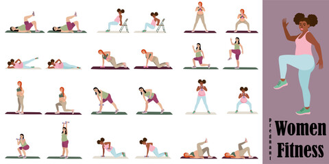 Young pregnant women fitness workout set