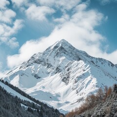Fototapeta na wymiar Top of mountains, panoramic view, winter alps landscape