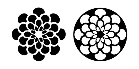 Abstract Flower Icons. Radial Circle Patterns. Design Elements Set.