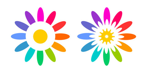 Set of Colorful Flower Icons. Elements for Design.